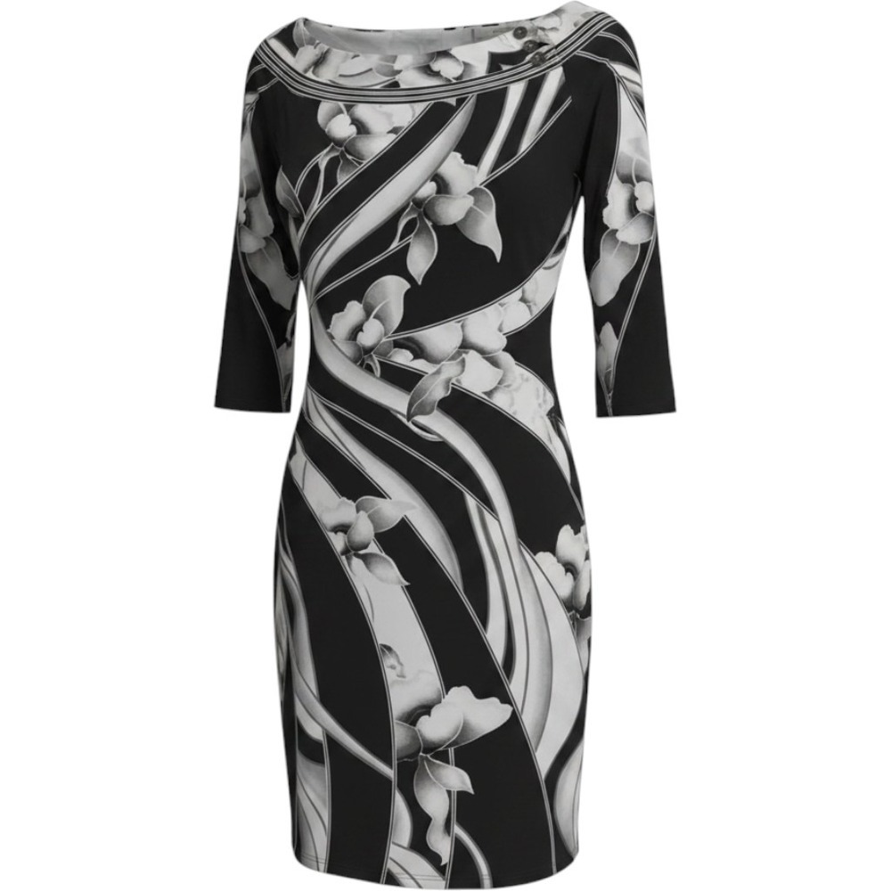 White House Black Market Monochrome Floral Dress - XS‎